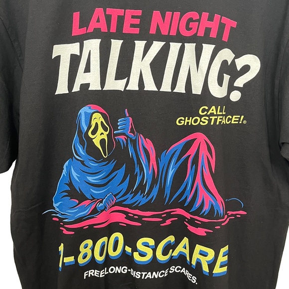NWOT Ghost Face Late Night Talking Phone Line T-Shirt Men’s Unisex Large - Picture 5 of 8